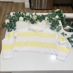 No Boundaries Yellow and White Striped Crop Top